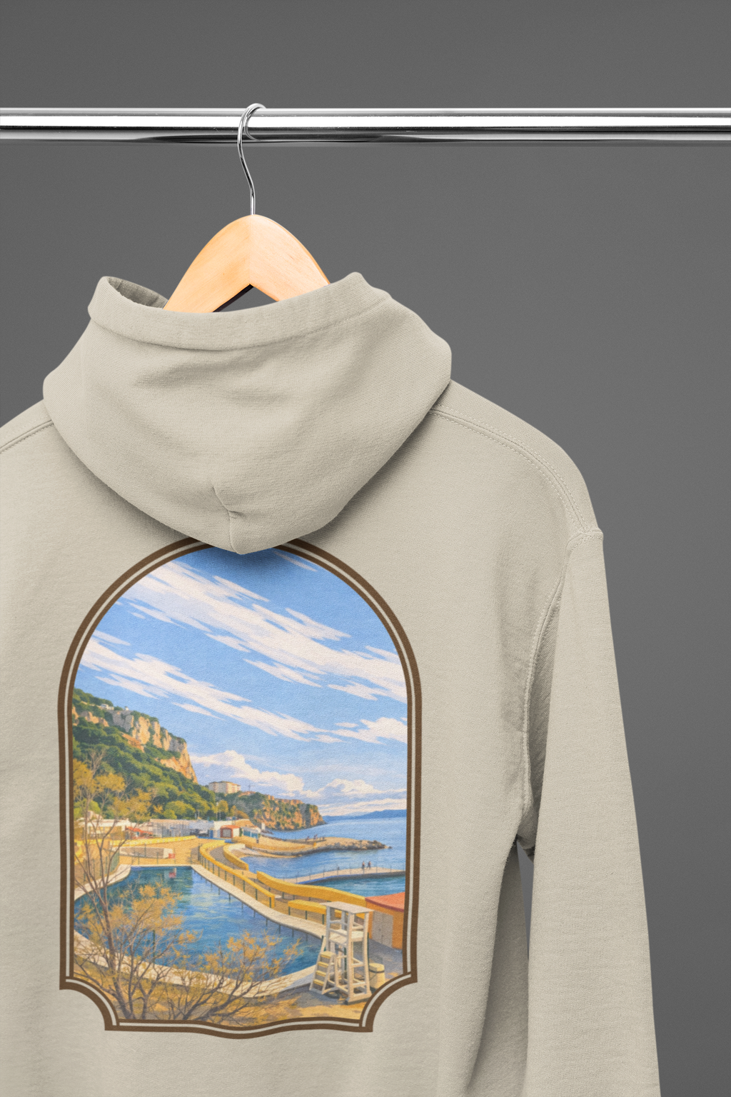 Gibraltar El Quarri Hoodie — Premium Seascape Window Art Hoodie | Gibraltar Heritage Apparel