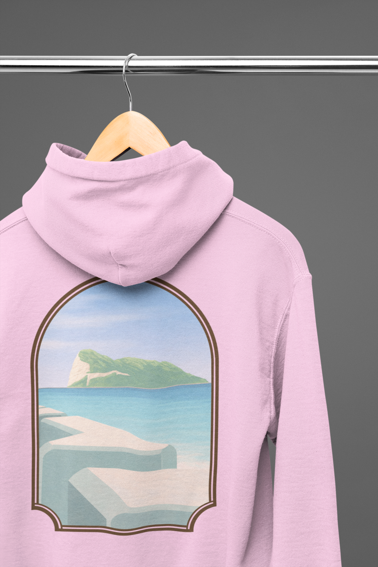 Gibraltar Del Levante Hoodie — Premium Coastal Window Art Hoodie | Gibraltar Heritage Apparel
