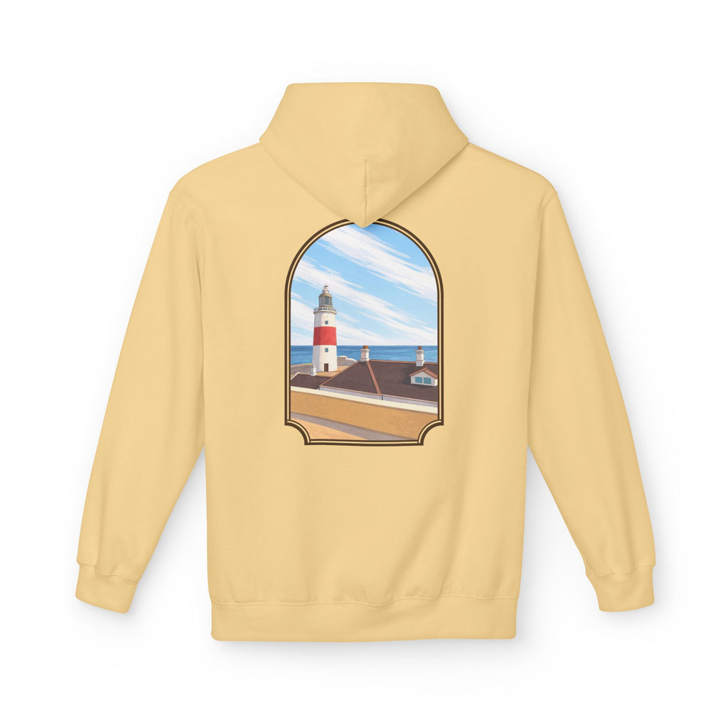Gibraltar La Farola Hoodie — Premium Lighthouse Window Art Hoodie | Gibraltar Heritage Apparel