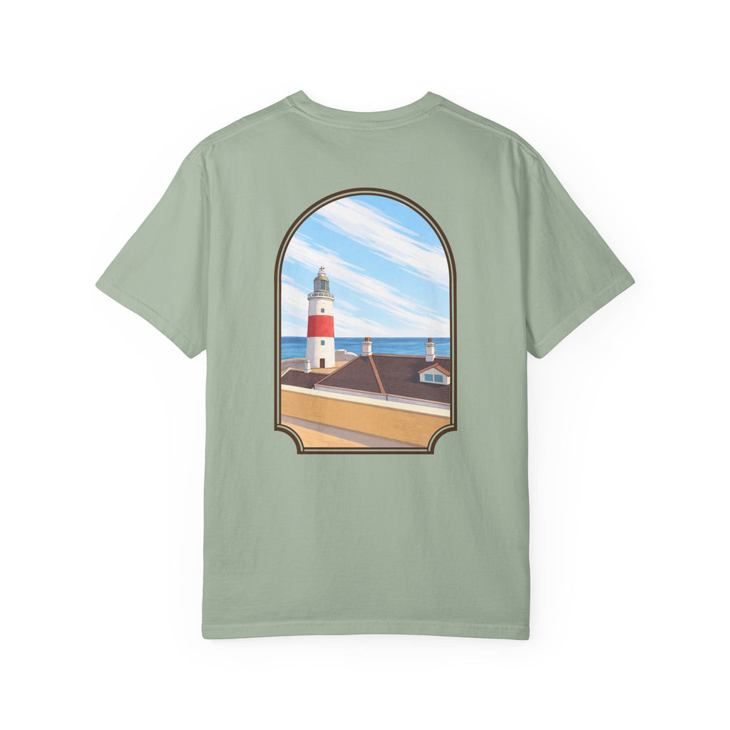 Rock of Gibraltar T-Shirt — La Farola Lighthouse Graphic Tee | Coastal Landmark