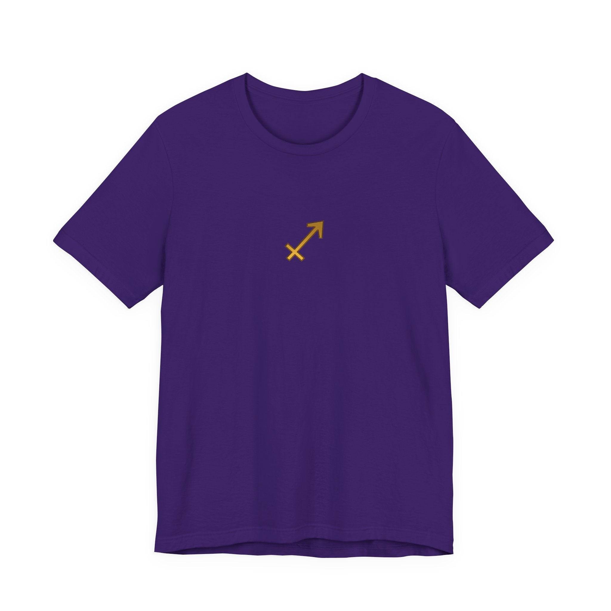 Sagittarius Zodiac Tee — Minimal Gold Symbol Shirt