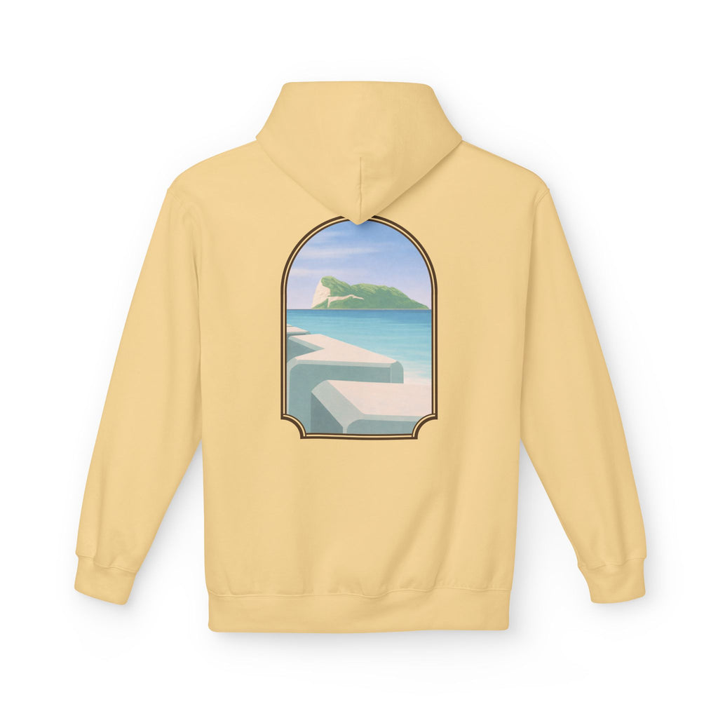 Gibraltar Del Levante Hoodie — Premium Coastal Window Art Hoodie | Gibraltar Heritage Apparel