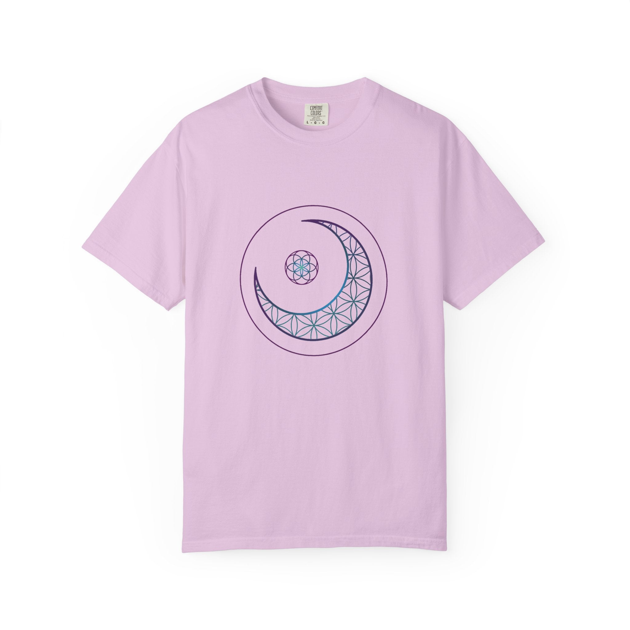 Crescent Moon Sacred Geometry T-Shirt — Lunar Mandala Tee | Minimalist Design