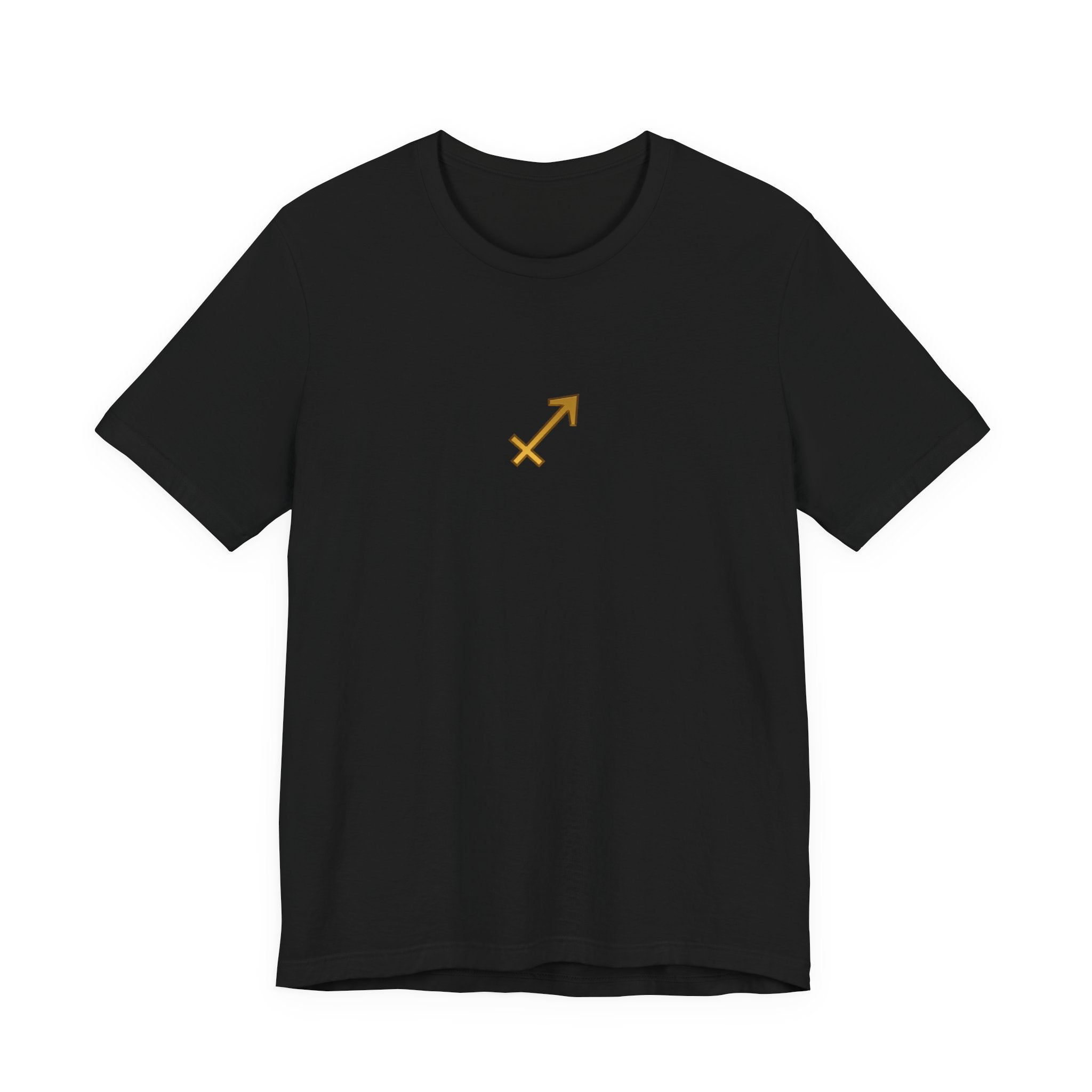 Sagittarius Zodiac Tee — Minimal Gold Symbol Shirt
