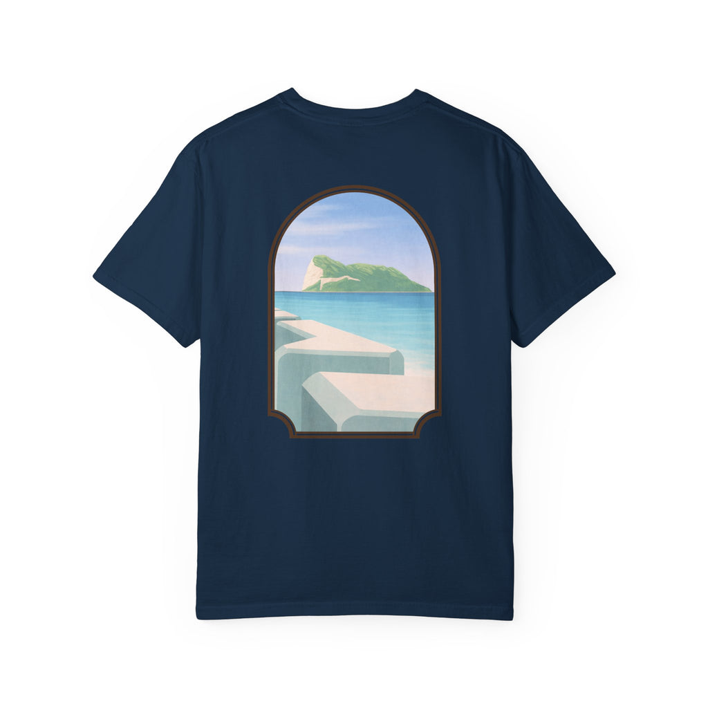 Gibraltar T-Shirt — Del Poniente Coastal Graphic Tee | Mediterranean Landmark