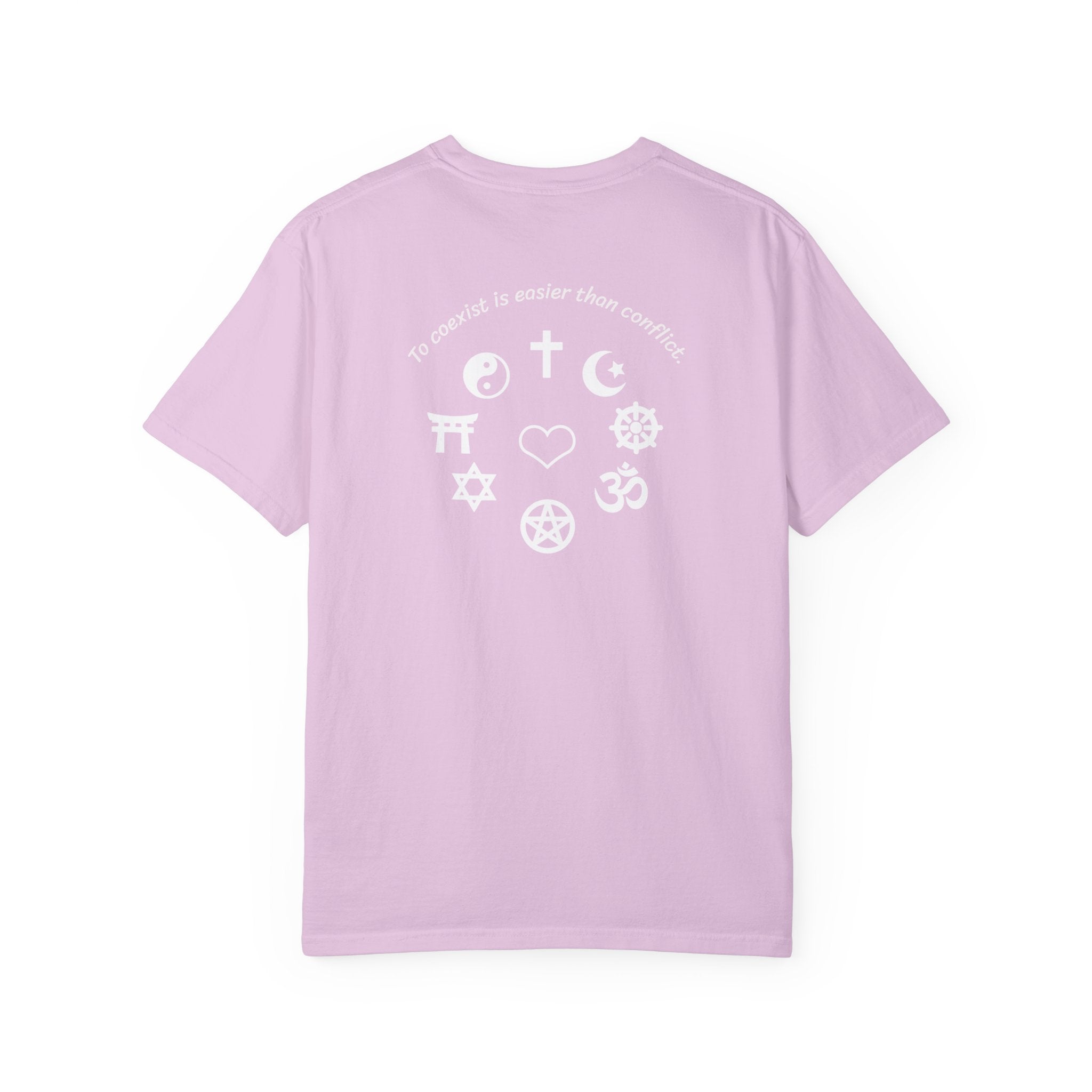Coexistence T-Shirt — Religious Symbols Peace Tee | Interfaith Unity & Spiritual Harmony Design