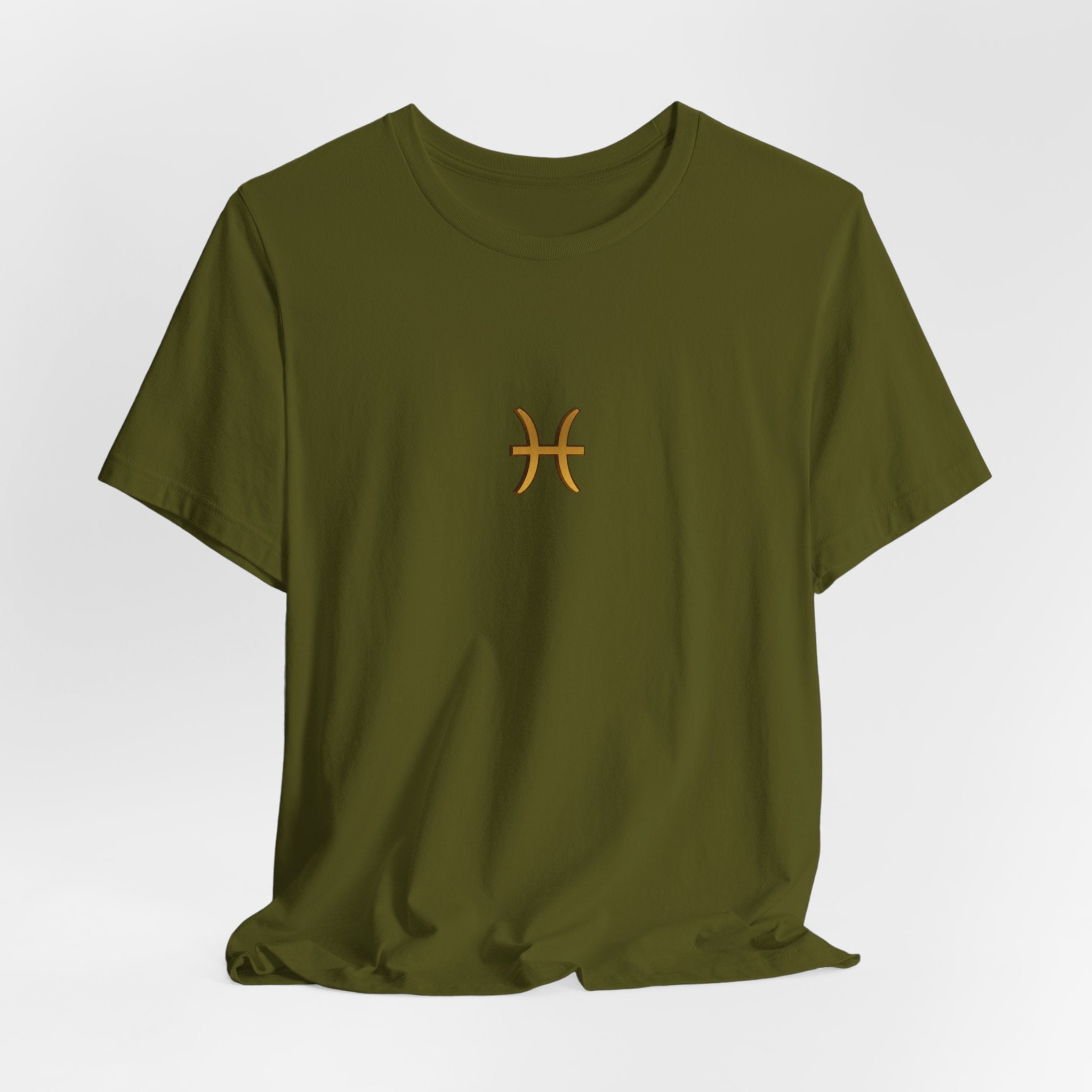 Pisces Zodiac T‑Shirt — Minimal Gold Pisces Symbol Tee