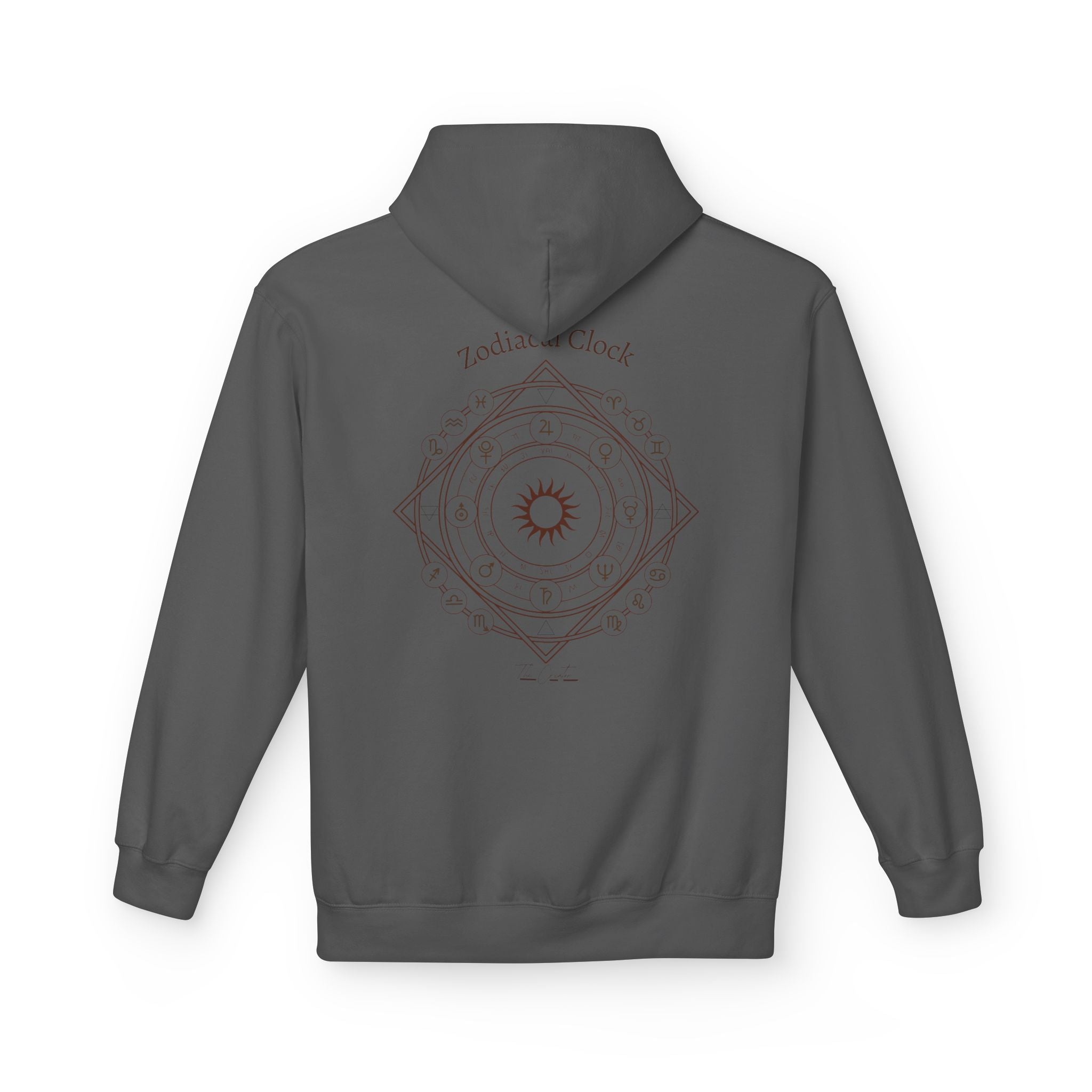 Zodiac Clock Hoodie — Celestial Astrology Back Print | Astrological Compass Pullover