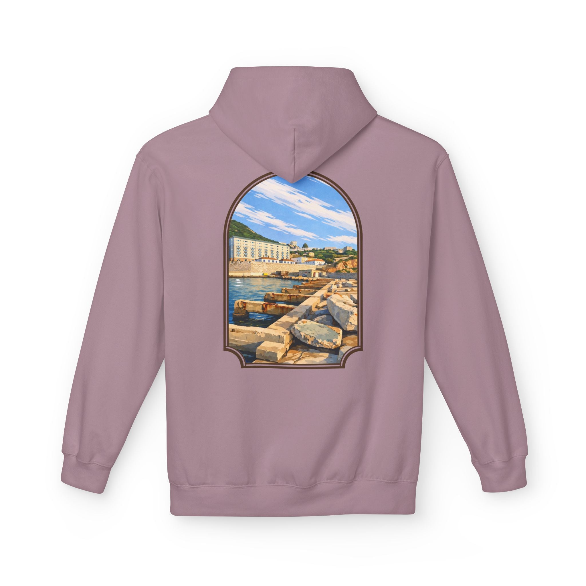 Gibraltar El Rolli Hoodie — Premium Harbor Window Art Hoodie | Gibraltar Heritage Apparel