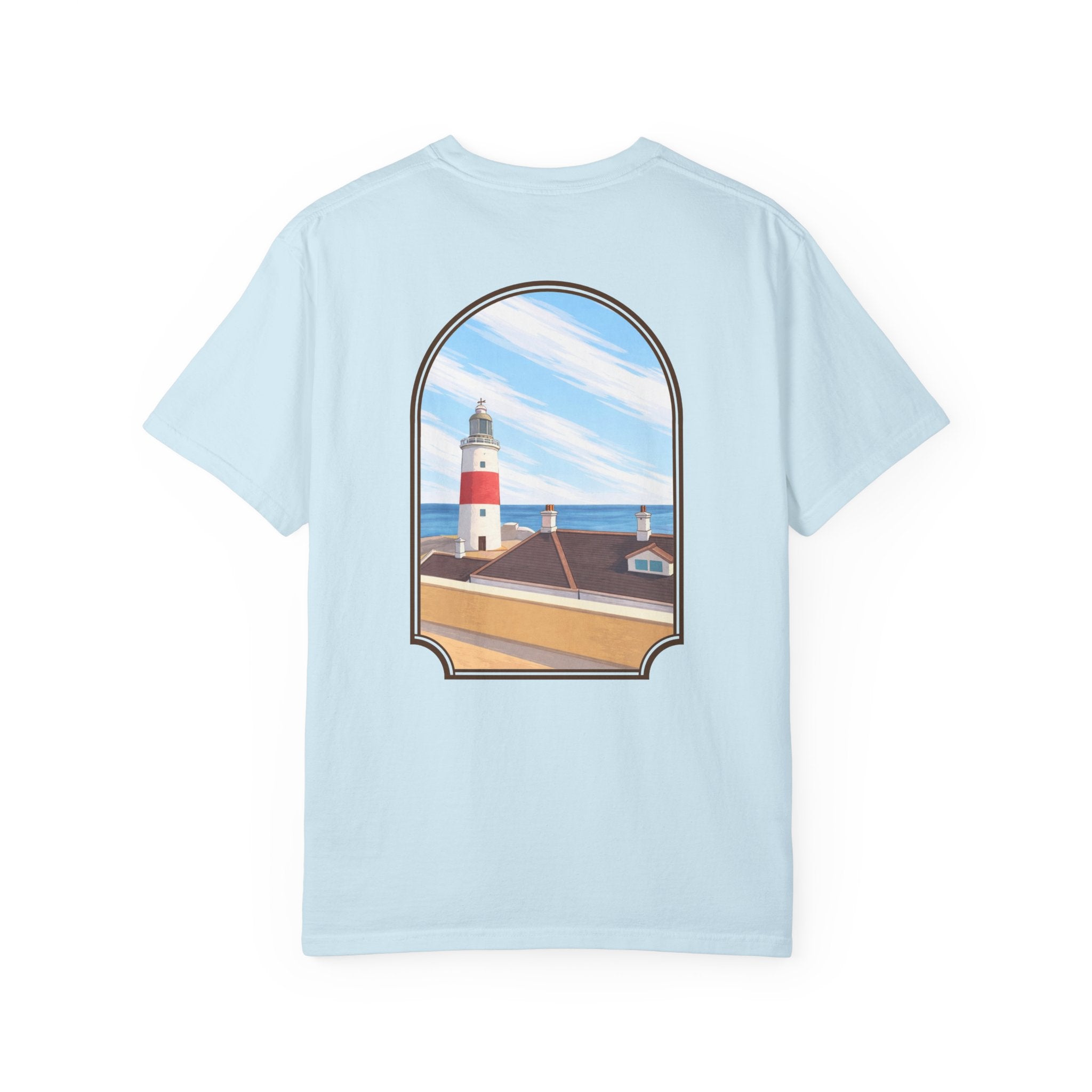 Rock of Gibraltar T-Shirt — La Farola Lighthouse Graphic Tee | Coastal Landmark