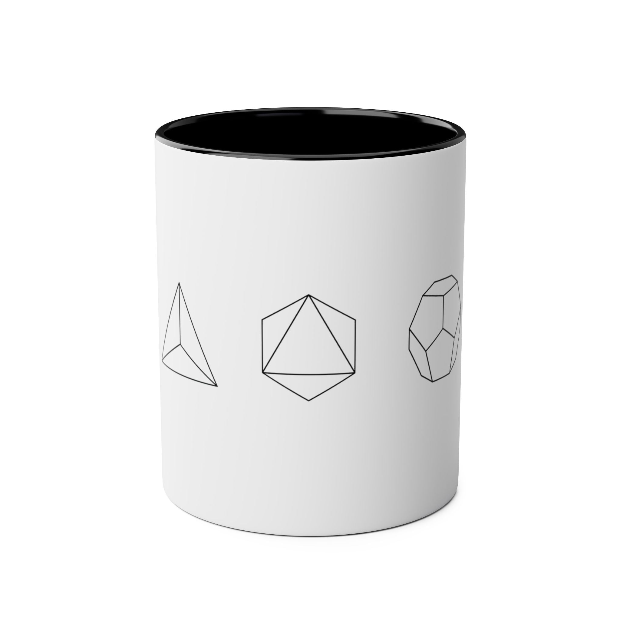 Platonic Solids Two-Tone 11oz Coffee Mug — 'Sacred Geometry' Accent