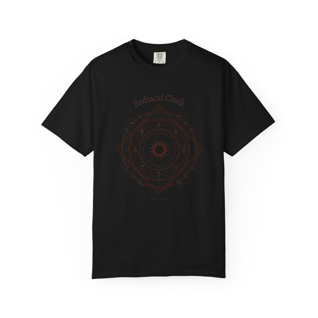 Zodiac Clock T-Shirt — Astrological Compass Tee | Minimalist Astrology Design