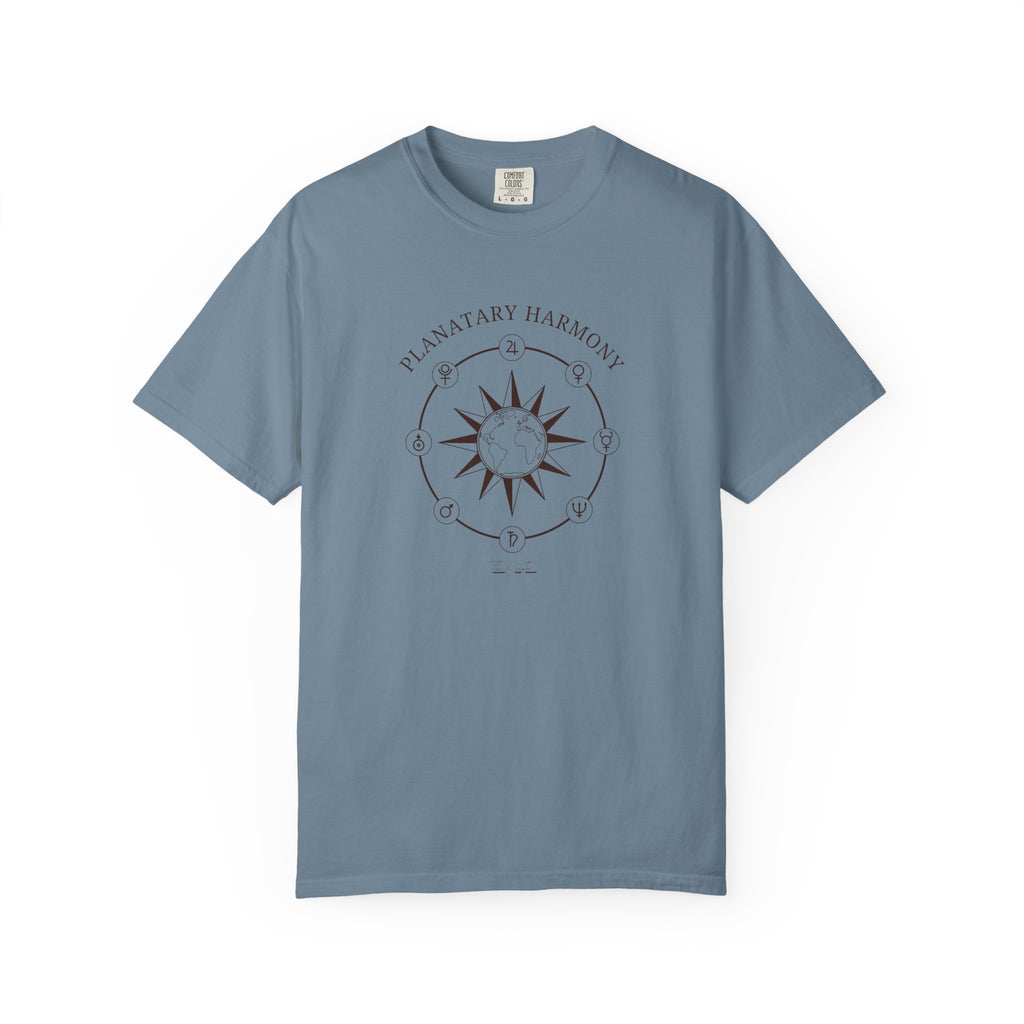 Planetary Harmony T-Shirt — Compass Sun Graphic Tee | Celestial Design