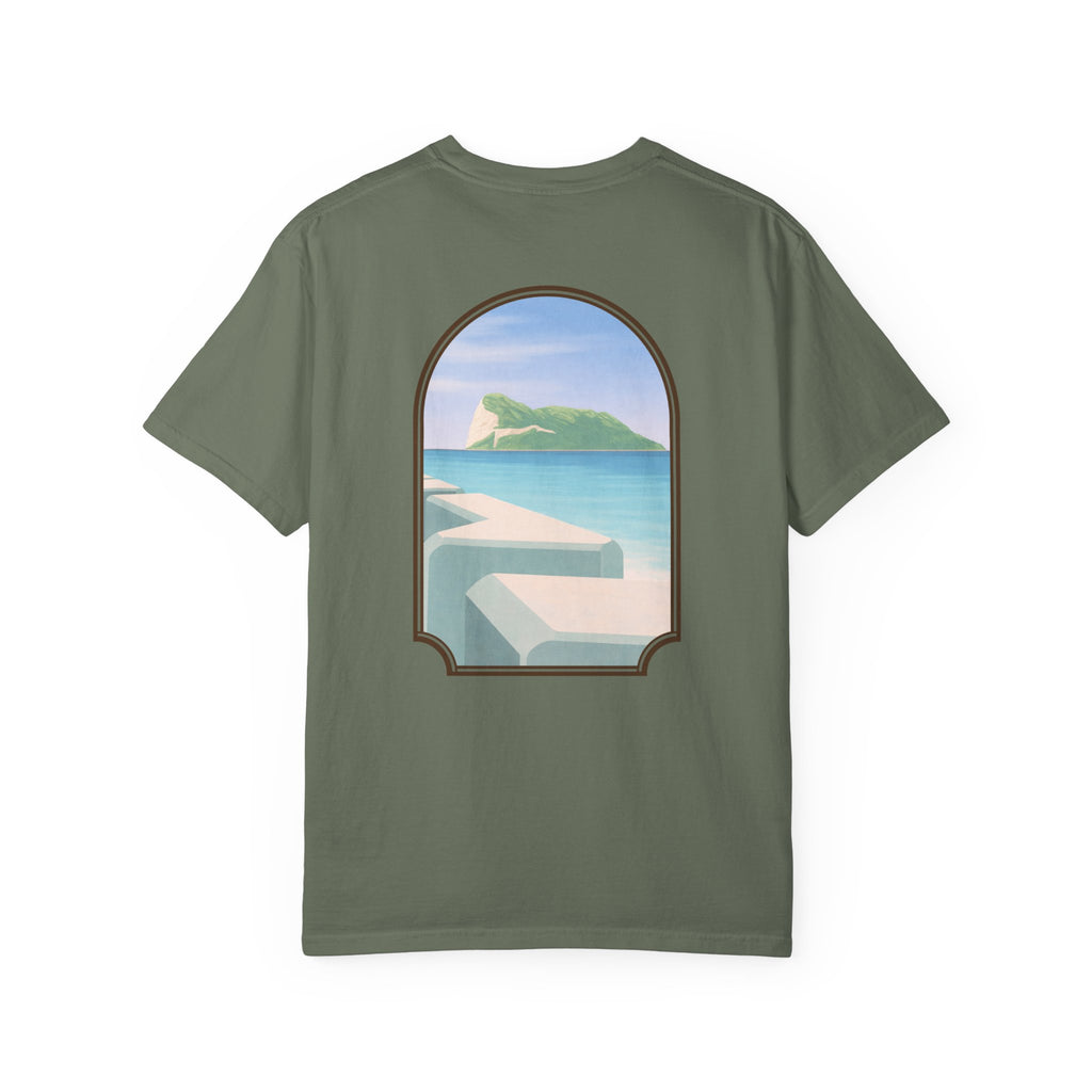 Gibraltar T-Shirt — Del Poniente Coastal Graphic Tee | Mediterranean Landmark
