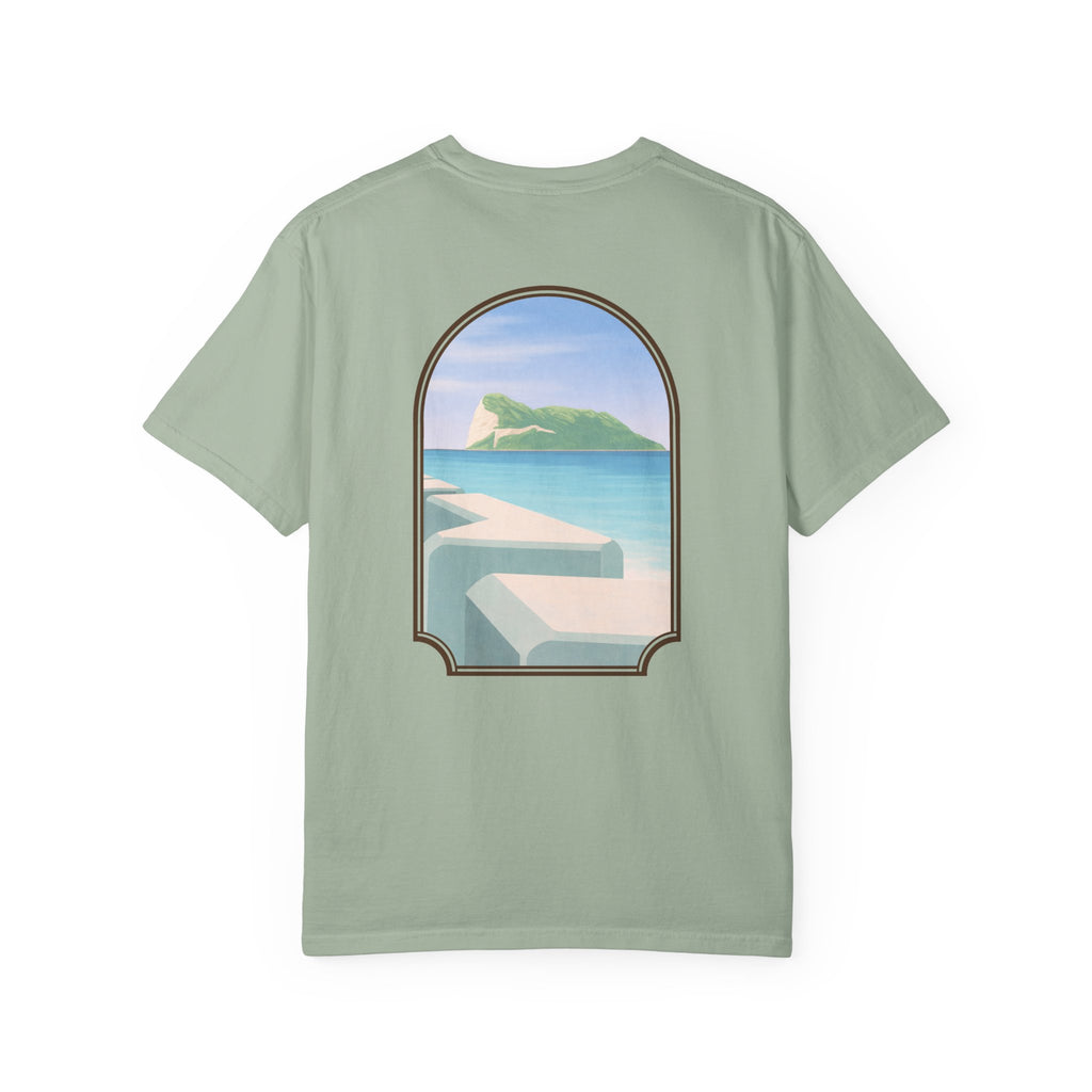 Gibraltar T-Shirt — Del Poniente Coastal Graphic Tee | Mediterranean Landmark