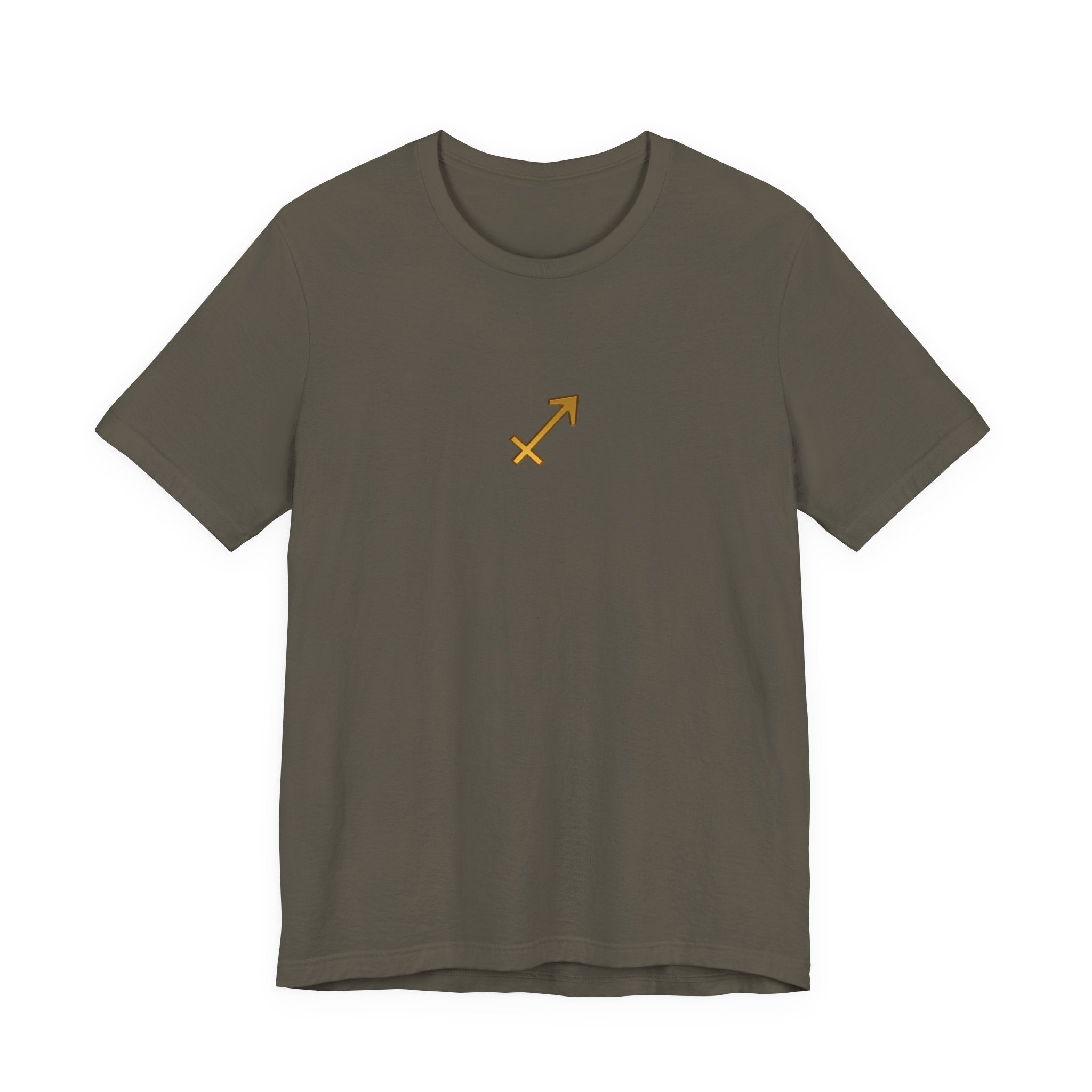 Sagittarius Zodiac Tee — Minimal Gold Symbol Shirt