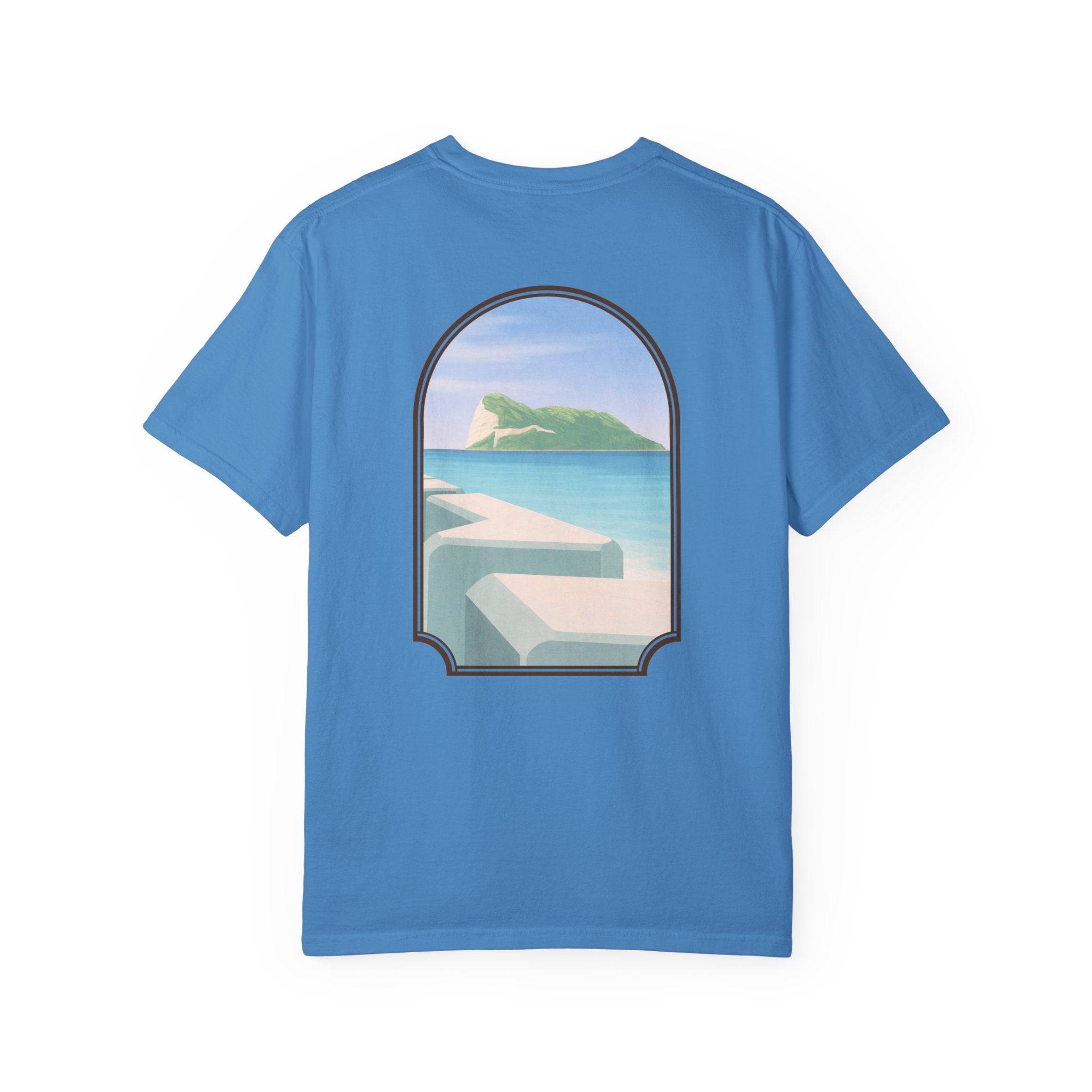 Gibraltar T-Shirt — Del Poniente Coastal Graphic Tee | Mediterranean Landmark