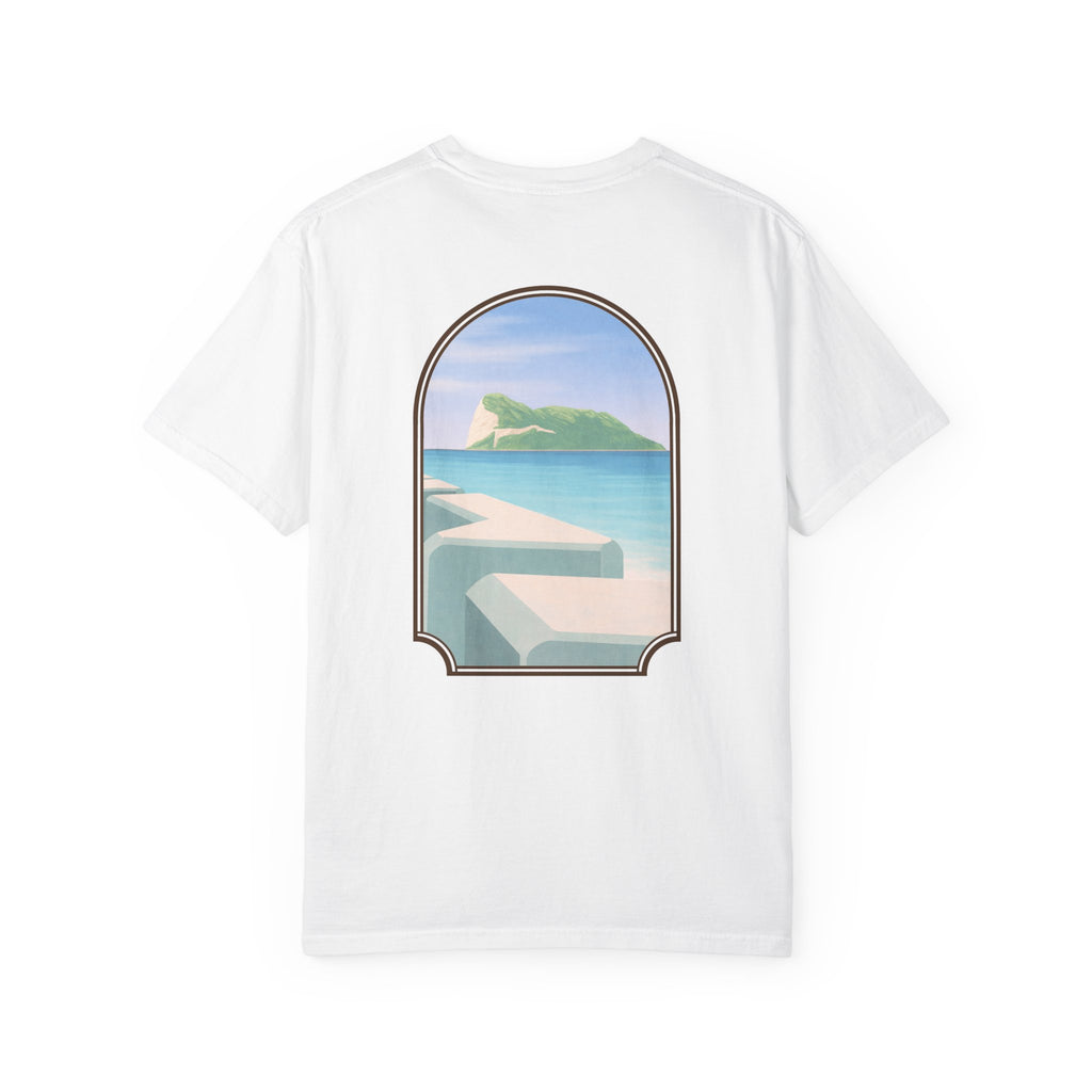 Gibraltar T-Shirt — Del Poniente Coastal Graphic Tee | Mediterranean Landmark