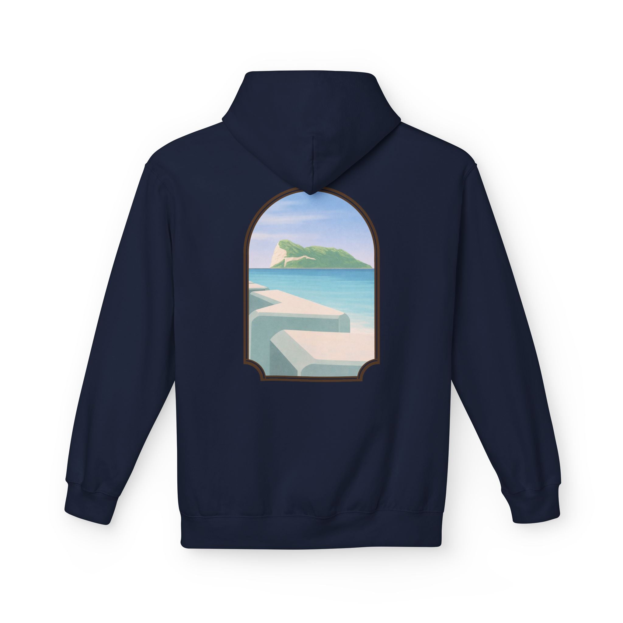 Gibraltar Del Levante Hoodie — Premium Coastal Window Art Hoodie | Gibraltar Heritage Apparel