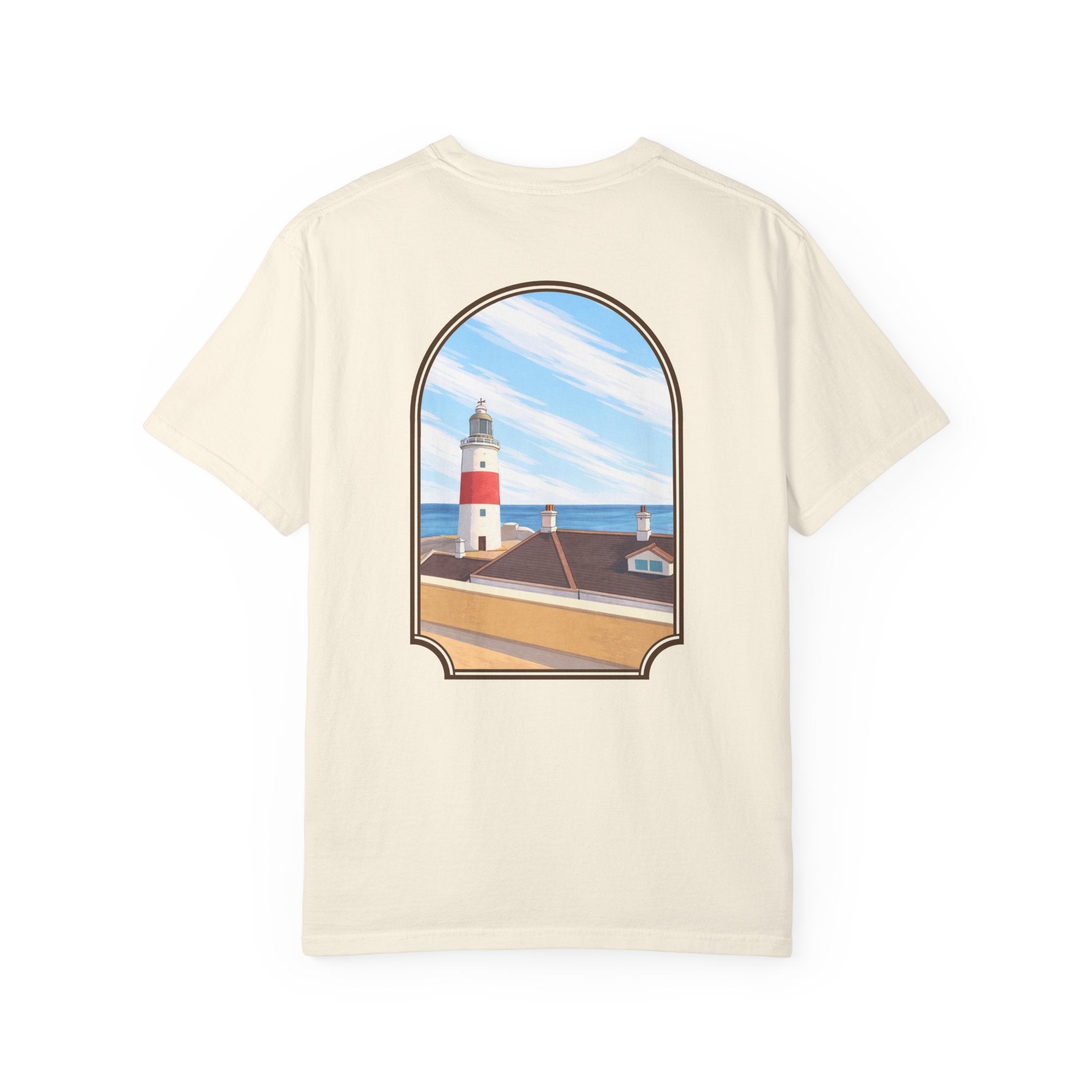Rock of Gibraltar T-Shirt — La Farola Lighthouse Graphic Tee | Coastal Landmark