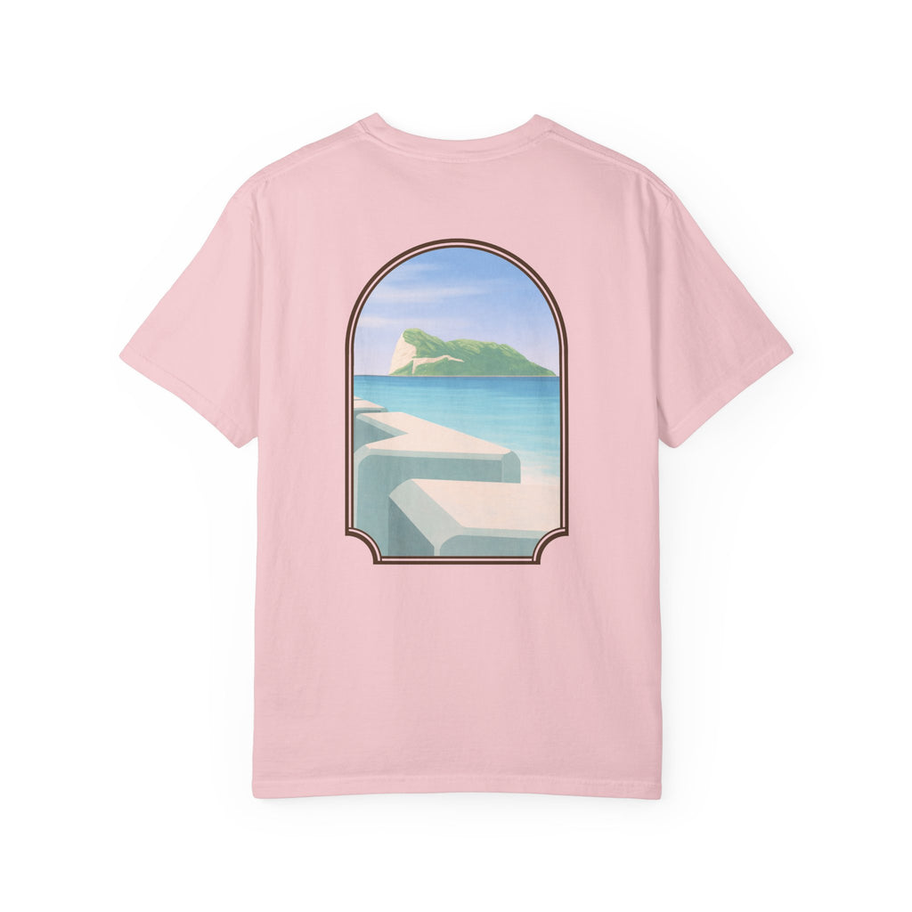 Gibraltar T-Shirt — Del Poniente Coastal Graphic Tee | Mediterranean Landmark