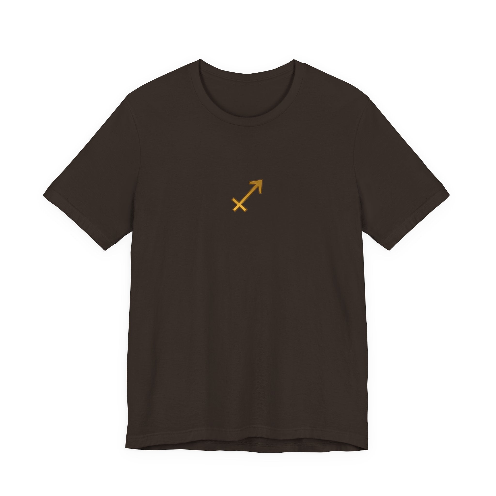 Sagittarius Zodiac Tee — Minimal Gold Symbol Shirt