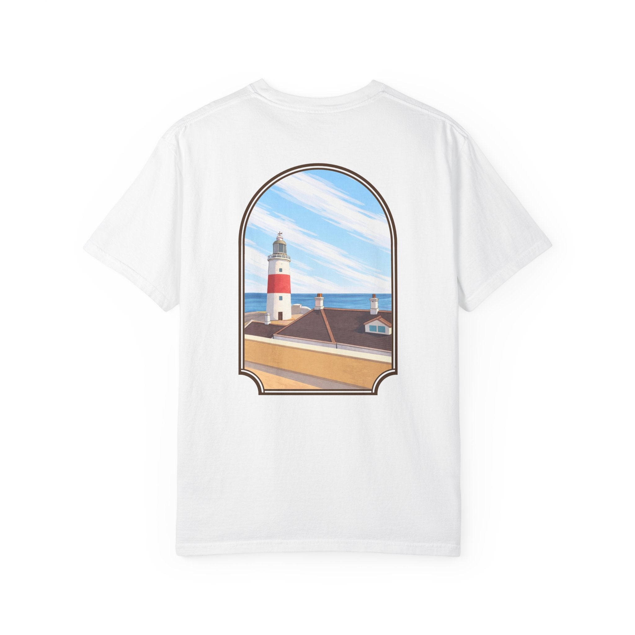 Rock of Gibraltar T-Shirt — La Farola Lighthouse Graphic Tee | Coastal Landmark