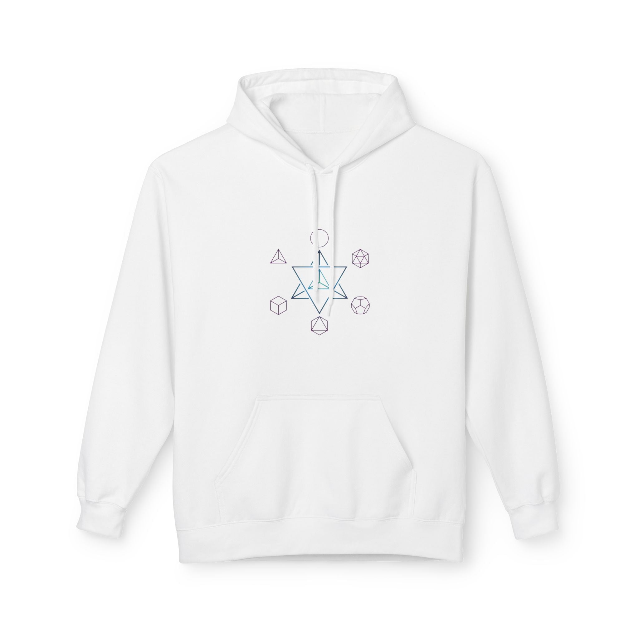 Merkabah Sacred Geometry Hoodie — Minimalist Platonic Solids Elemental Design