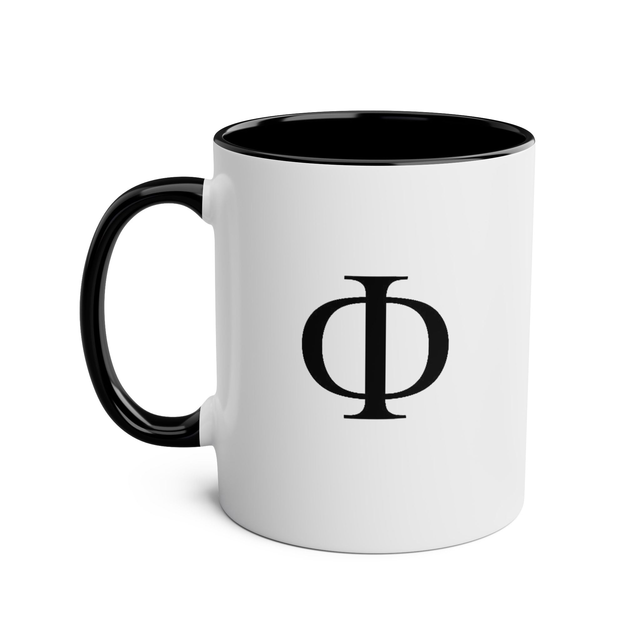 Phi Symbol Two-Tone 11oz Coffee Mug — Spiritual Geometry Accent