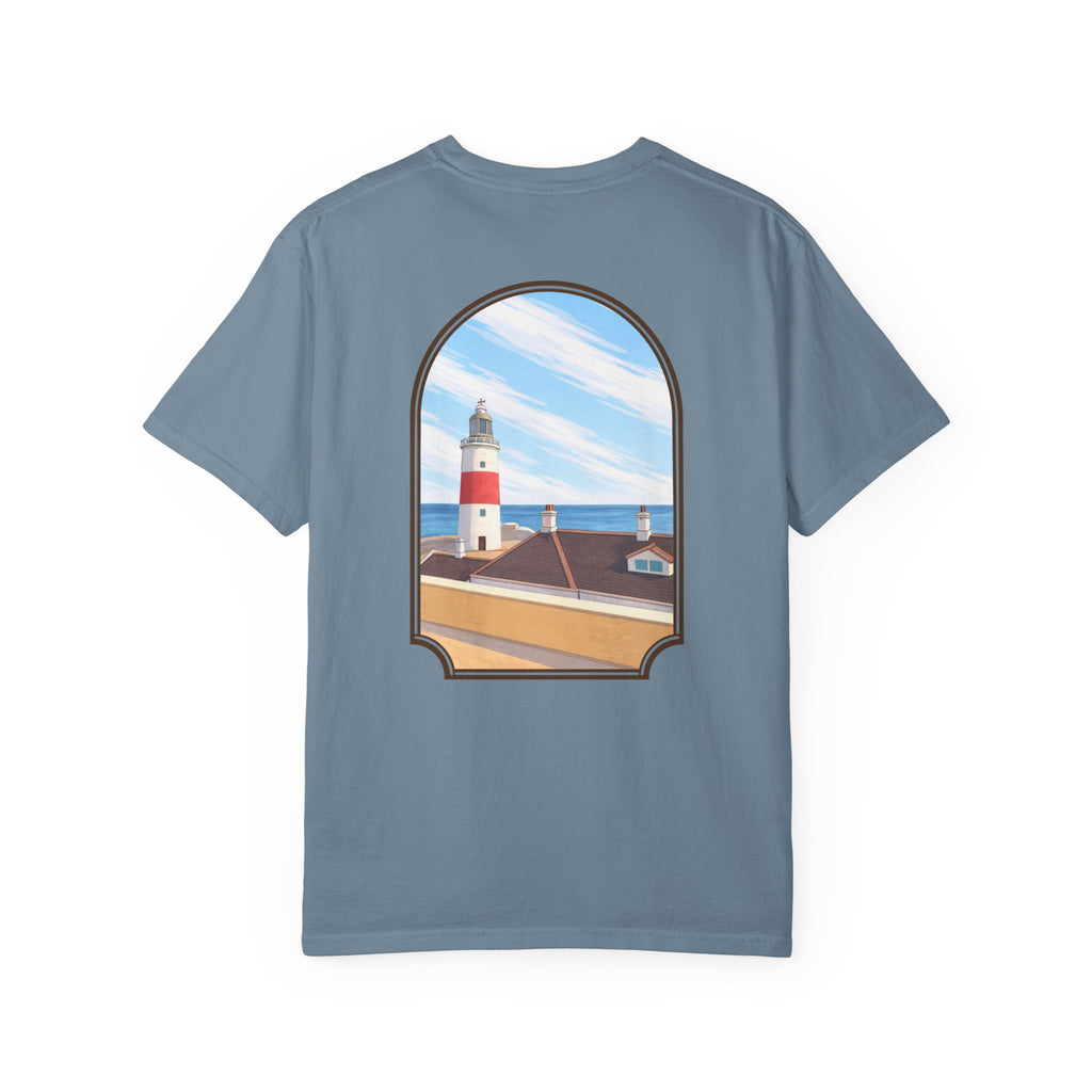 Rock of Gibraltar T-Shirt — La Farola Lighthouse Graphic Tee | Coastal Landmark