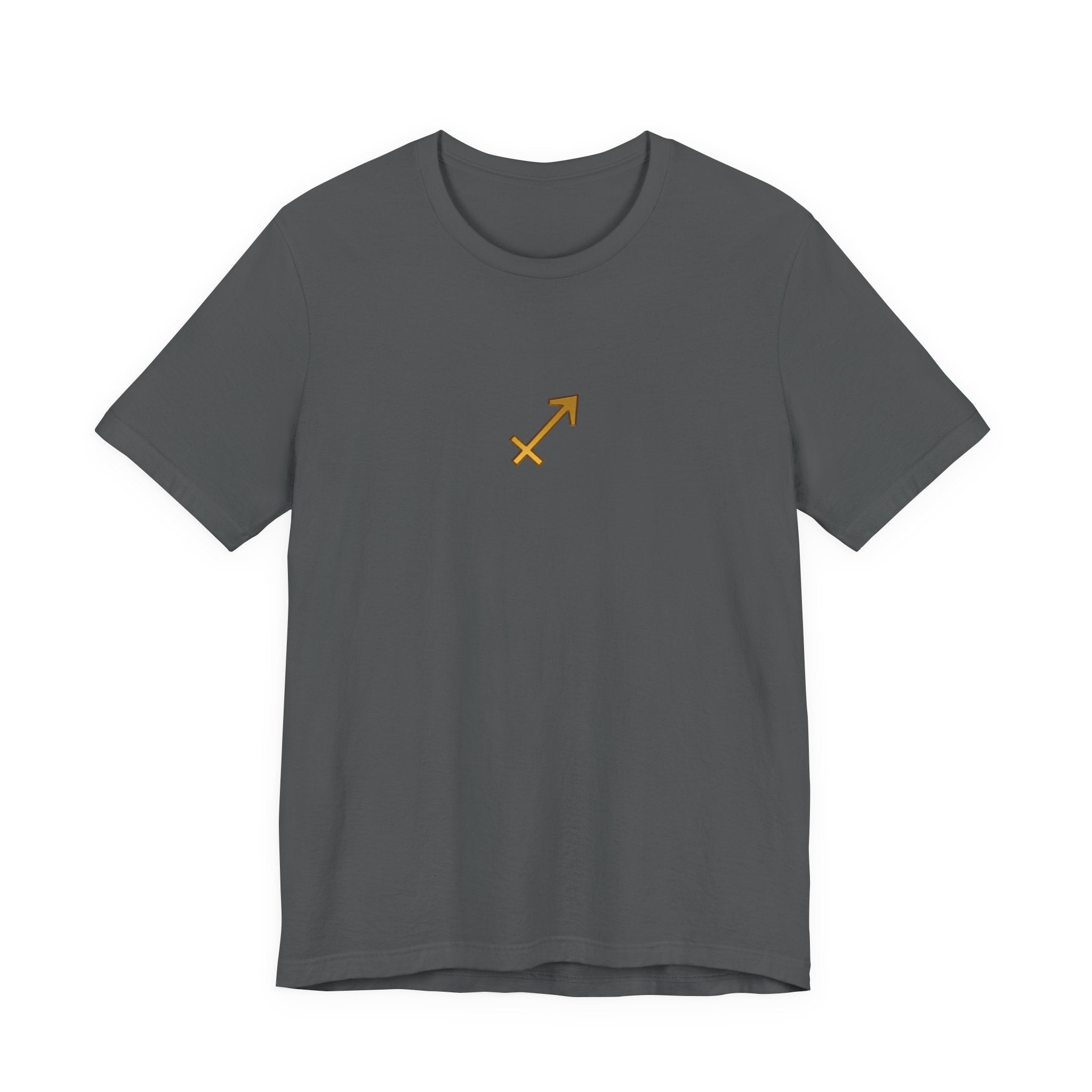 Sagittarius Zodiac Tee — Minimal Gold Symbol Shirt
