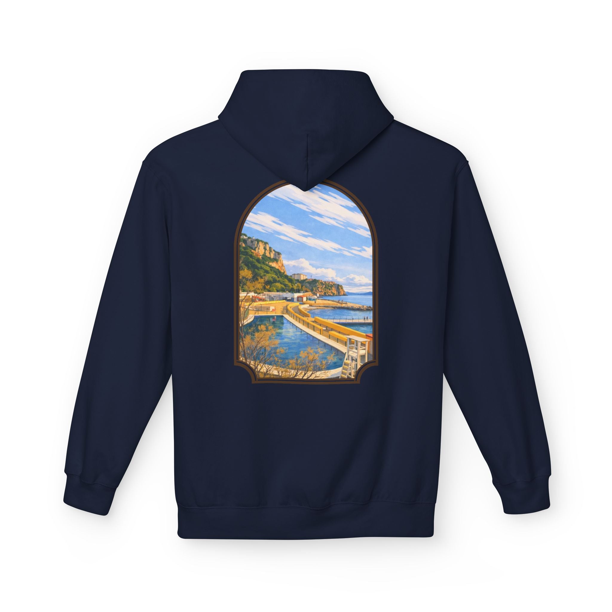 Gibraltar El Quarri Hoodie — Premium Seascape Window Art Hoodie | Gibraltar Heritage Apparel