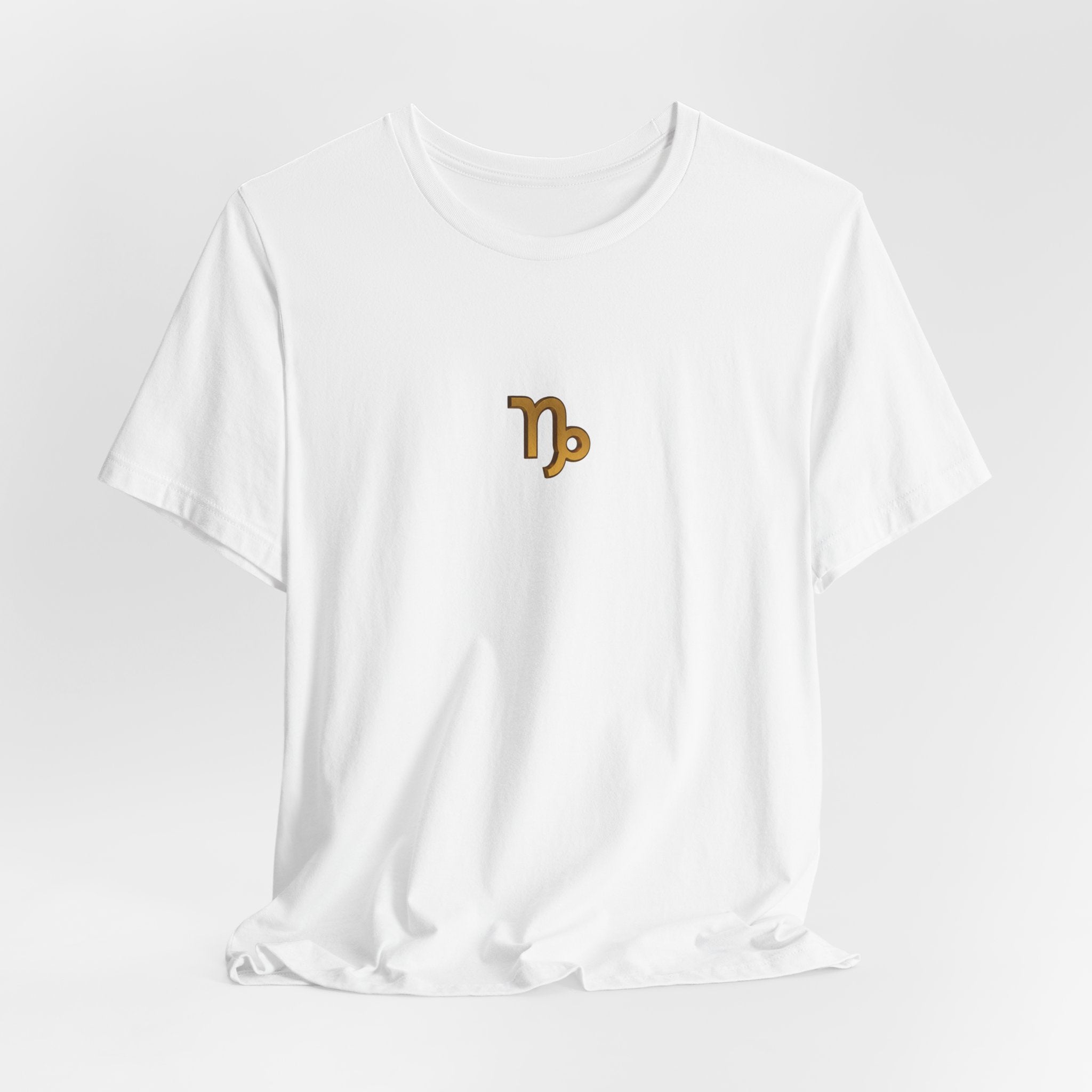 Capricorn Zodiac Tee — Minimal Gold Capricorn Symbol Shirt