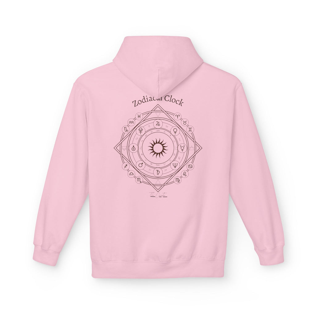 Zodiac Clock Hoodie — Celestial Astrology Back Print | Astrological Compass Pullover