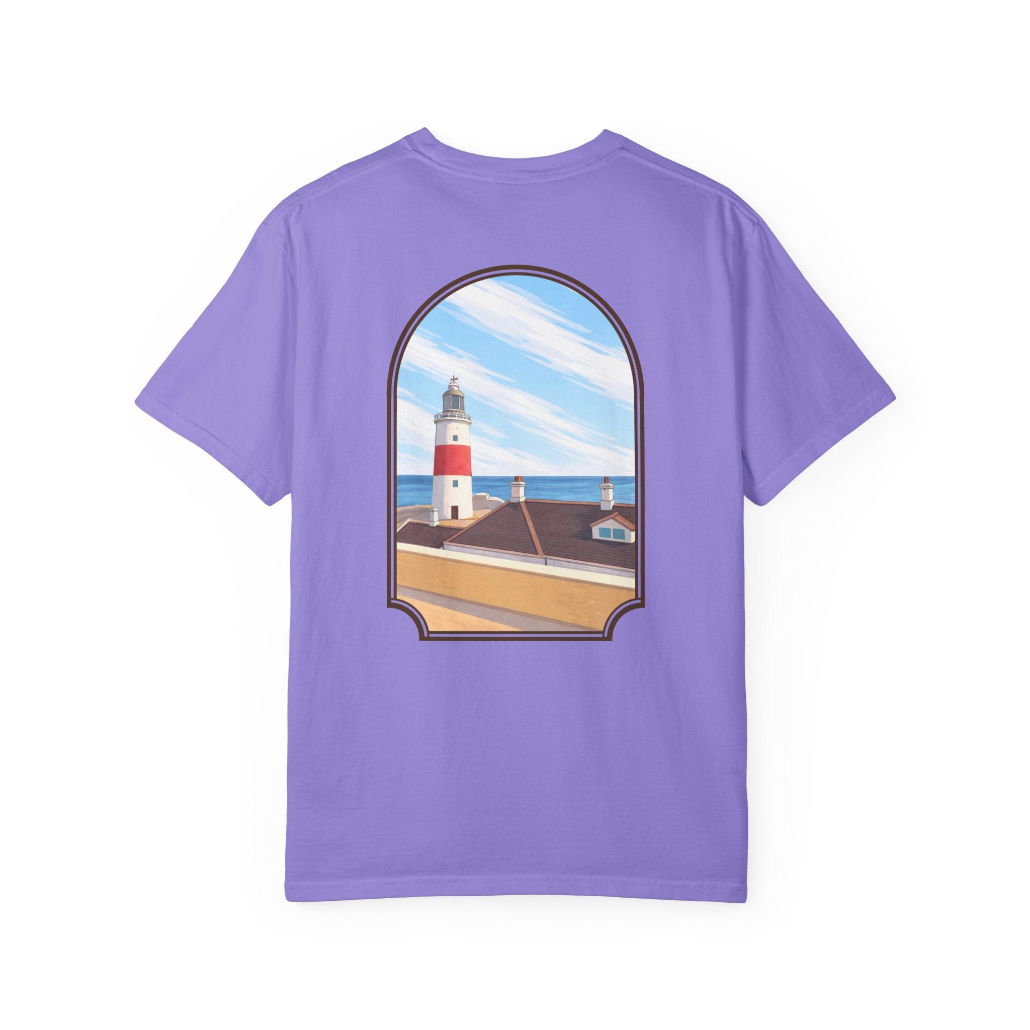Rock of Gibraltar T-Shirt — La Farola Lighthouse Graphic Tee | Coastal Landmark