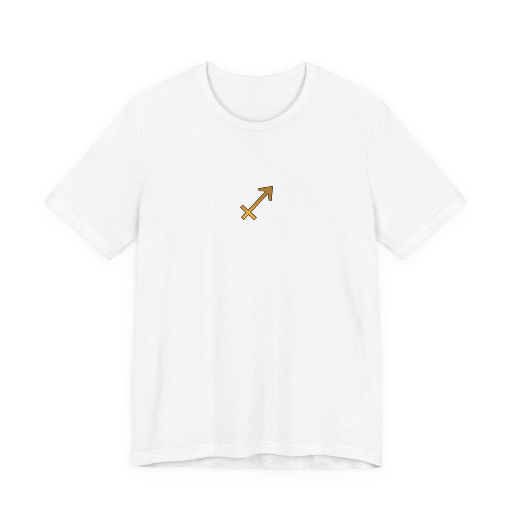 Sagittarius Zodiac Tee — Minimal Gold Symbol Shirt